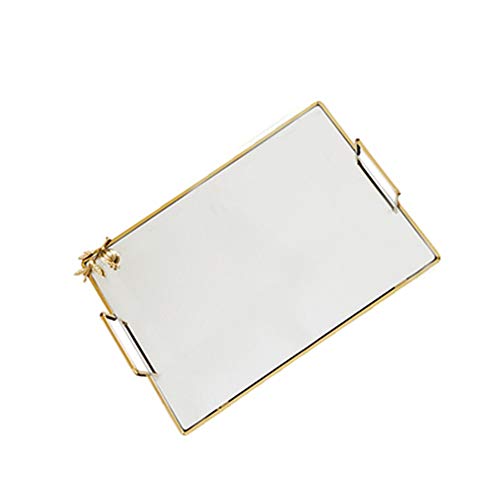 Preisvergleich Produktbild Dekoratives Tablett Granatapfel Dekoration Spiegel Tray Küche Couchtisch Frühstücksteller für Kommode, Badezimmer (Color : Gold, Size : 46x31x7cm)