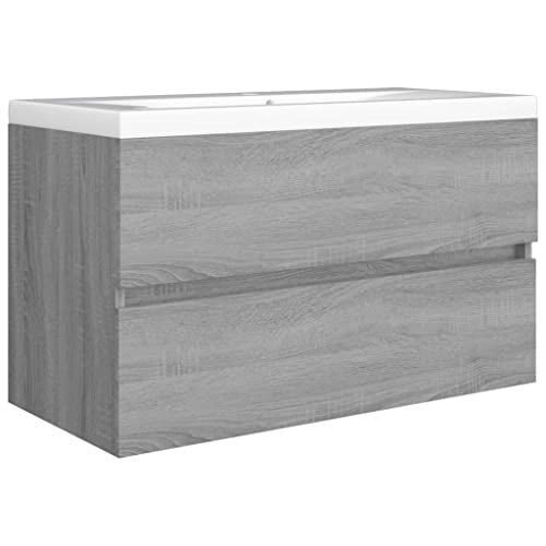 Mueble de baño gris de 80 cm para ganar espacio de almacenaje 6