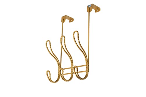 FantasHome Twisted Design Over The Door Hook Rack, Over The Door Towel Rack, Door Hanger, Door Coat Hanger, Over The Door Coat Rack, for Bathroom, Bedroom or Laundry Room (Gold with 6 Hooks)