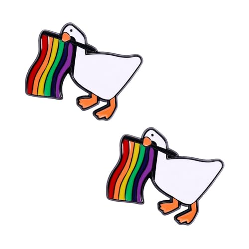 YOGAZEN 2 Stück Pride Pins, Emaille-Anstecker für Kleidung, Rucksack, LGBTQ+ Accessoires, Rainbow Friends Accessoires, Ente-Pins, Geschenkidee für Pride Month (Regenbogen)