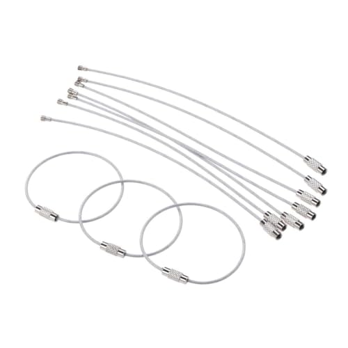 BUGUUYO 25 Piezas Llaveros de Acero Inoxidable Anillos de Cable de Acero para Colgar Llaves y Herramientas Resistentes y con Cierre Roscado Fácil de Usar Adecuados para Etiquetas y