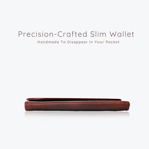 Slim Wallets for men | handmade Modern Minimalist front Pocket wallets | 6-12 Cards Geniune leather rfid wallet for men | Gift wallets with magnatic closure (Premium, Dark Brown)4