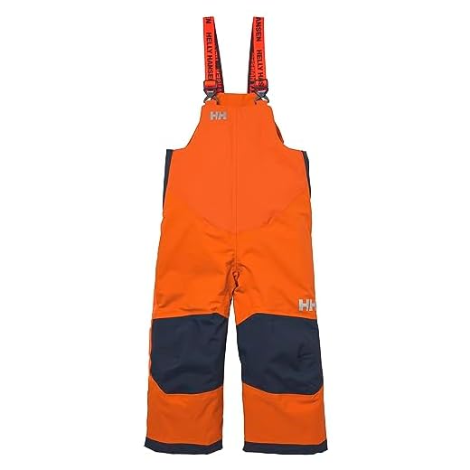 Helly Hansen Unisex Little Rider 2 isolerade vattentäta vindtäta andningsbara haklapp skidbyxor, 278 neon orange, 1