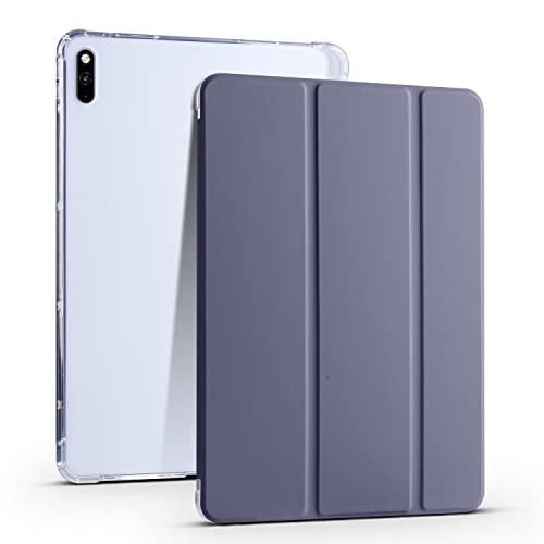 Fundas para tabletas Compatible con Huawei MatePad 10.4 (2022/2021), funda protectora delgada y ligera, funda inteligente a prueba de golpes con carcasa trasera transparente con portalápices, encendid