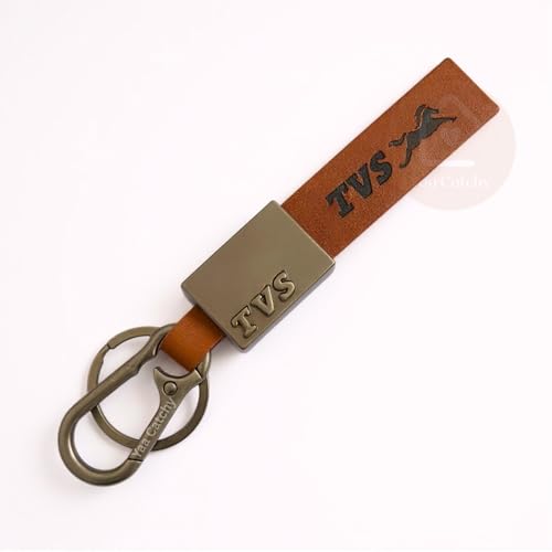 Image of Premium Leather Keychain Metal Hook Compatible with Durable Faux Leather Brown Strap with Heavy-Duty Alloy Clip Stylish Bike & Car Key Holder