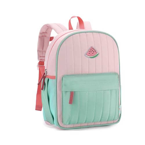 VASCHY Mochila Niña Niño, Mochila Preescolar 3-7 Años Mochila Escolar 7L Mochila Acolchado para Viaje Mochila Primaria Resistente al Agua Mochila Infantil Colegio, Rosa&Verde