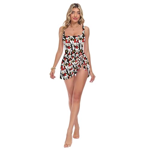 Maillot de bain une pièce col carré pour femme motif Kung Fu Coq chic