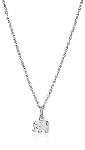 Rhodium Plated 925 Sterling Silver Textured Elephant Pendant Necklace 16