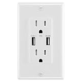 ANTEER 4.8A USB Wall Outlet Fast Charge - Dual High-Speed Charger Electrical Outlets - ETL Listed...