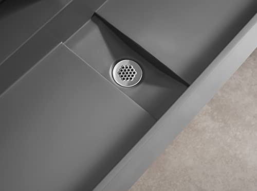 Serene Valley 47" Floating Or Countertop Bathroom Sink, Double Faucet Holes With Hidden Drain, Solid Surface Material In Matte Gray, Svws605-47Gr #TOP7