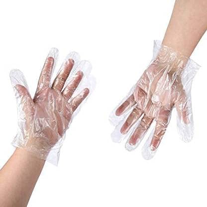 BPA Free Anti Bacterial Disposable Poly Transparent Hand Gloves, Pack of 100, Universal Size