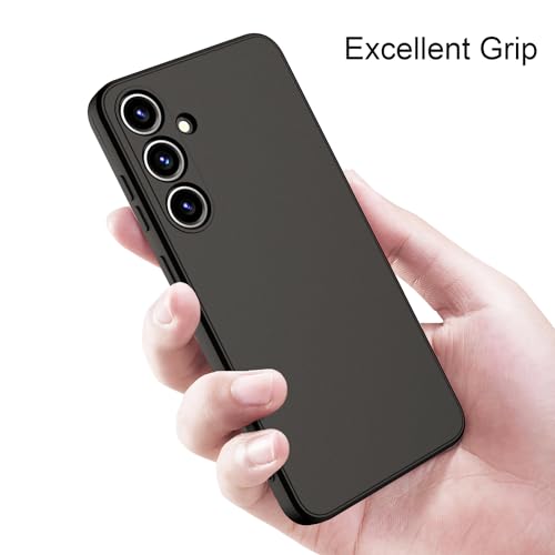 Image of Kapa Matte Protective Lens Flexible Back Cover for Samsung Galaxy S24 | Slim Silicone with Soft Lining Shockproof Full Body Bumper Case (Black)