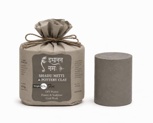 Image of Sculpting Clay Shadu Mati Easy Modeling for Kids, Organic Eco-Friendly Air Dry Clay Safe Nontoxic Sculpting, Modeling, Pottery, Ganesh & Jewelry Making for Kids & Adults, 500g