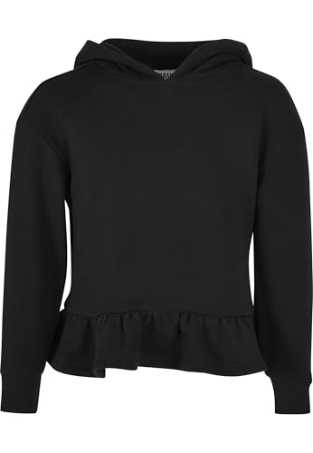 Sweat à capuche organic volants fille chic et confortable en coton noir