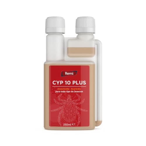 Remi Hogar Insecticida Concentrado CYP 10 PLUS | 9,3% Cipermetrina | Cucarachas, Hormigas, Mosquitos, Arañas, Pulgas, Garrapatas | Ácaro Rojo | Insectos Voladores y Rastreros | Uso Exterior | 250 ml