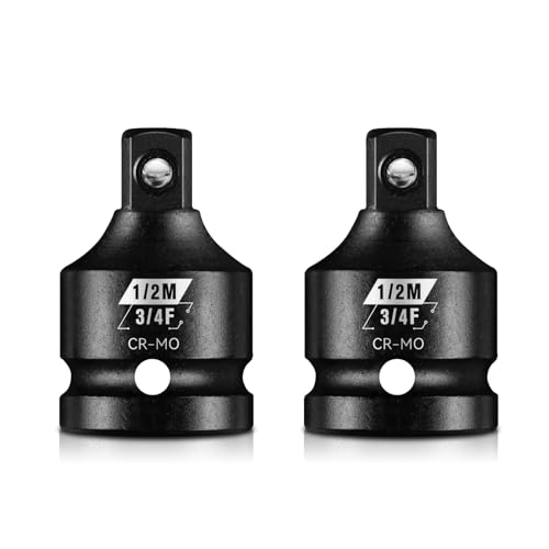 BLACKROBOT 2 Pieces 3/4 F To 1/2 M Impact Socket Adapter Set SAE Drive Cr-Mo Steel Exceeds ANSI Standards Square Drive Socket Reducer for Impact Driver Wrench