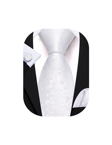 Image of Barry.Wang Men Tie Set Floral Paisley Silk Necktie Pocket Square Cufflinks Formal Wedding Party Business