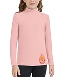WOWENY Thermoshirt Kinder Langarm Thermo Unterhemd Warm Unisex Rollkragenpullover Mädchen Rollkragenshirt Jungen Winter Ski (Rosa, 9-10 Jahre)