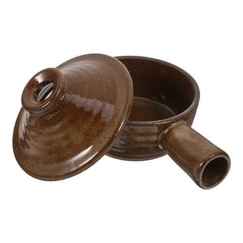 BESPORTBLE Cacerola de Cerámica con Tapa Apta para Microondas Olla de Barro Resistente al Calor Tamaño Pequeño para Arroz y Estofados Utensilio de Cocina Saludable para Uso Doméstico