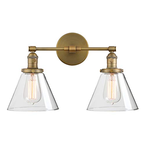Super Big Clearance! Phansthy Double Sconce Antique Industrial Wall Sconce Light with Dual 7.3 Inch Cone Canopy(Antique)