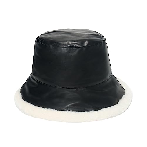 Sombrero tipo Bucket para mujer negro y beige cálido miniatura 1