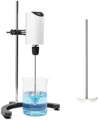 Lab Analog Overhead Stirrer, OLED Digital Overhead Stirrer, 10L Capacity, 200-2500 rpm,Max.Viscosity 10000mpas,Overhead Mixer with Support Stand