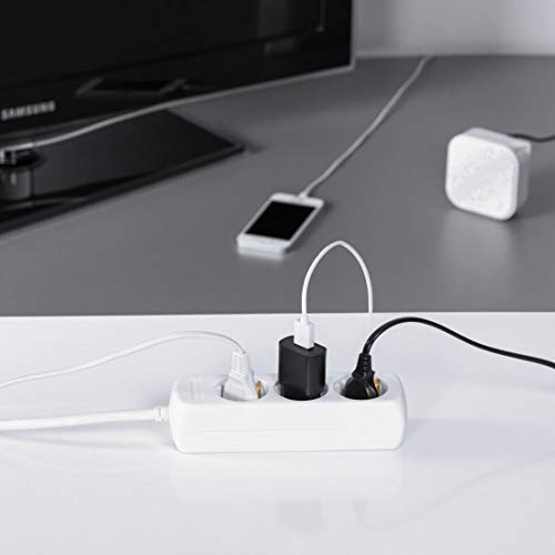 Hama Steckdosenleiste 3-fach (Mehrfachsteckdose ohne Schalter, Steckerleiste 1,4m, Verteilersteckdose GS-geprüft, Steckdosen um 45 Grad gedreht, Mehrfachstecker für Home Office) weiß – Bild 7