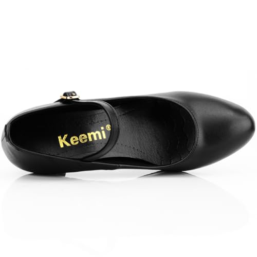 Keemi Black Character Shoes for Women Ballroom Dance Shoes Ankle Strap Dance Heels for Latin Salsa Tango,2.3"3