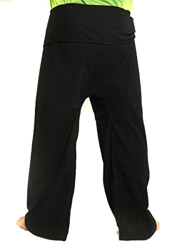 jing shop Men's Thai Fisherman Pants Extra Long Cotton Solid Color with One Side Pocket3