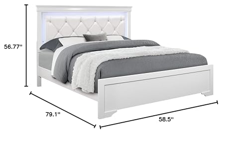 Global Furniture Usa POMPEI-WH-FULLBED Metallic White Full Bed W/Led Light thumb #2