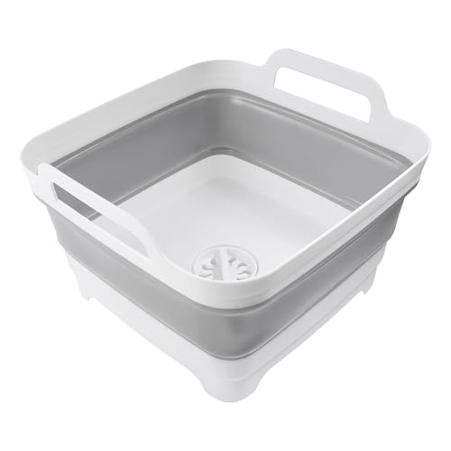 SCUARI Accesorios para caravana, lavabo plegable de 9 L, lavabo plegable con tapón de drenaje, fregadero plegable para ahorrar espacio con asas de transporte para camping, caravana, lavado de platos