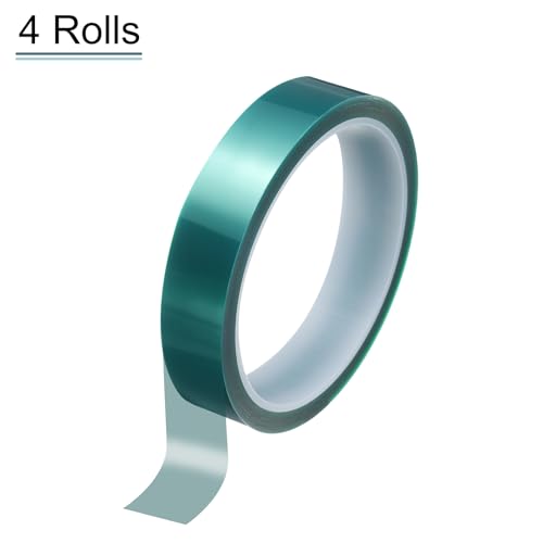 Image of HARFINGTON 4 Rolls High Temperature Masking Tape 4 /5 inch x108ft(20mmx33m) 0.05mm Thick PET Film Silicone Adhesive Heat Resistant Tapes for Heat Press Anodizing Circuit Board, Dark Green
