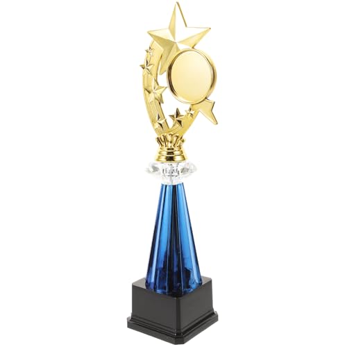 Frcolor 五角星形プラスチック製トロフィー 大型台座付き 名入れ対応 学校 スポーツ大会 パーティー表彰用 優勝カップ 女子ソフ 再利用可能