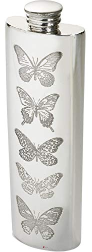 Small 3Oz Pewter Purse Flask With Butterfly Design Can Be Engraved On Back #TOP27