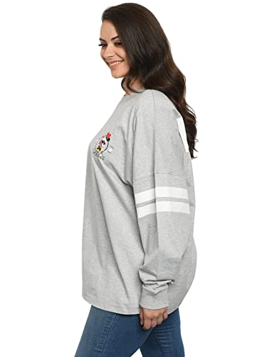Disney Jersey Womens Mickey Minnie Mouse Long Sleeve (Heather Grey, Medium) #TOP4