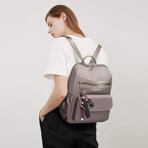 Mochila de couro PU para mulheres moda multiuso design mochila de viagem (cáqui)