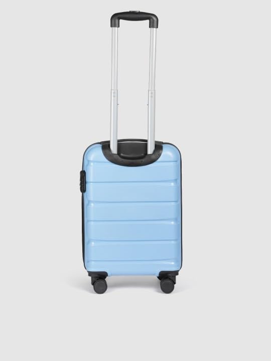 Image of Teakwood Small Size 55 CM 8 Wheels Trolley Bag, Hard Cabin with Zipper Closure, Adjustable Push Button & Cross Side Strap, TSA Lock System 360 Degree (Small, Powder Blue)