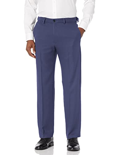 Haggar Men s Cool 18 PRO Classic Fit Flat Front Expandable Waist Pant, Navy, 40Wx29L