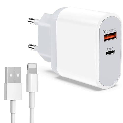 Enchufe de Cargador rápido USB C de 20W 2 en 1 20W Cargador USB C Enchufe Carga Tipo C Rapida Compatible para i Phone 14 13,12, Pro, MAX, 11, XS,8 Plus, Pad, Samsung Galaxy S21, S20, Honor, Huawei,