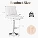 Sweetcrispy Bar Stools Set of 2, Armless PU Leather Adjustable Swivel Barstools, Hydraulic Kitchen Counter Height Thickened Seat Cushion Square Island Countertop Chairs with Back - White