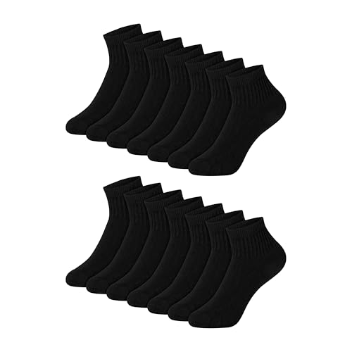 Image of Hanes Boys Socks, Crew, Ankle, & No Show, Stretch-Cotton Socks, Moisture-wicking, Cushioned, 12 & 14 Packs, Black White