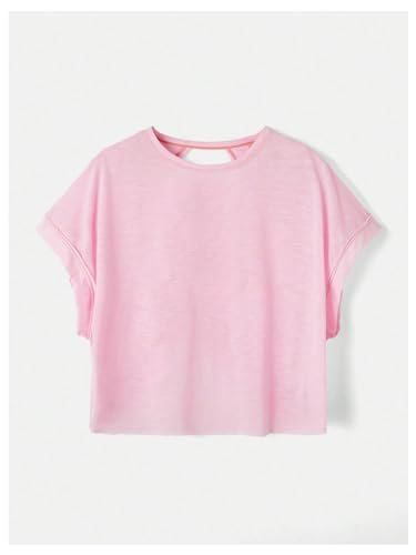 Image of SOLY HUX Women Open Back Tops Workout Backless Tee Casual Athletic Shirts Short Sleeve Oversized Gym T Shirt