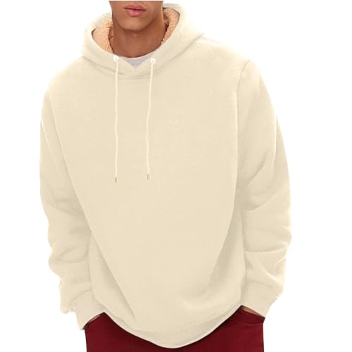 Hoodie For Men Sherpa Lined Pullover Long Sleeve Sweatshirt Warm Fleece Hooded Tops Relaxed Fit Fall Winter Clothes