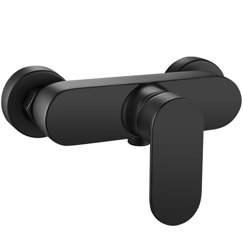 Rehomthy Mitigeur Monocommande Douche Noir, Robinet Mitigeur de Douche Mural, Robinet de Douche Monocommande