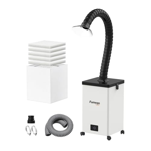 FUMEGO Laser Fume Extractor Compatible with 10 to 40W Laser Engravers S1/M1/Vista 150W Power & 280 m/h Low-Noise Smoke Extractor Laser Air Purifier with HEPA+Carbon 4-stage Filtration System-XF250