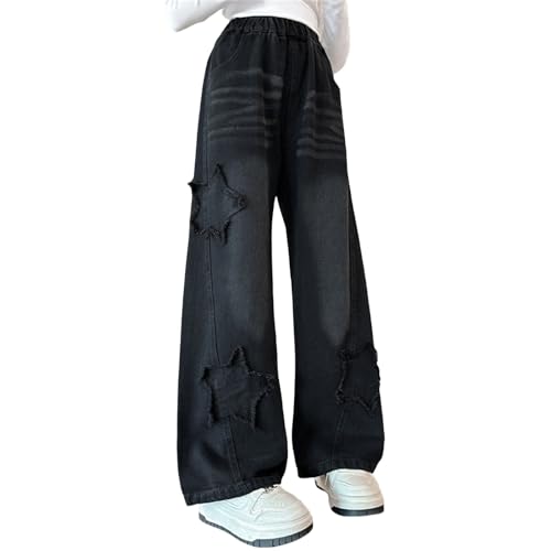 Jeans Mädchen Cool Herz Stern Schleife Sommerhosen Kinder High Waist Weite...