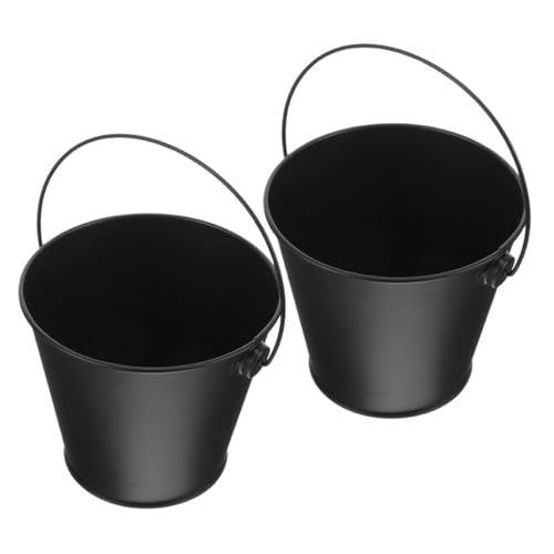 Housoutil Cubos Metálicos para Grasa de Barbacoa 2 Piezas Cubo Recogegotas de Hierro Negro 56X56X4 CM Accesorio para Parrilla Exterior Resistente a Altas Temperaturas Fácil Limpieza y