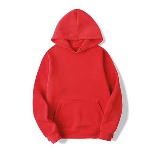 Men's Oversized Fleece Lined Hoodie Fall Winter Comfort Long Sleeve Drawstring Solid Color Pullover with Pockets