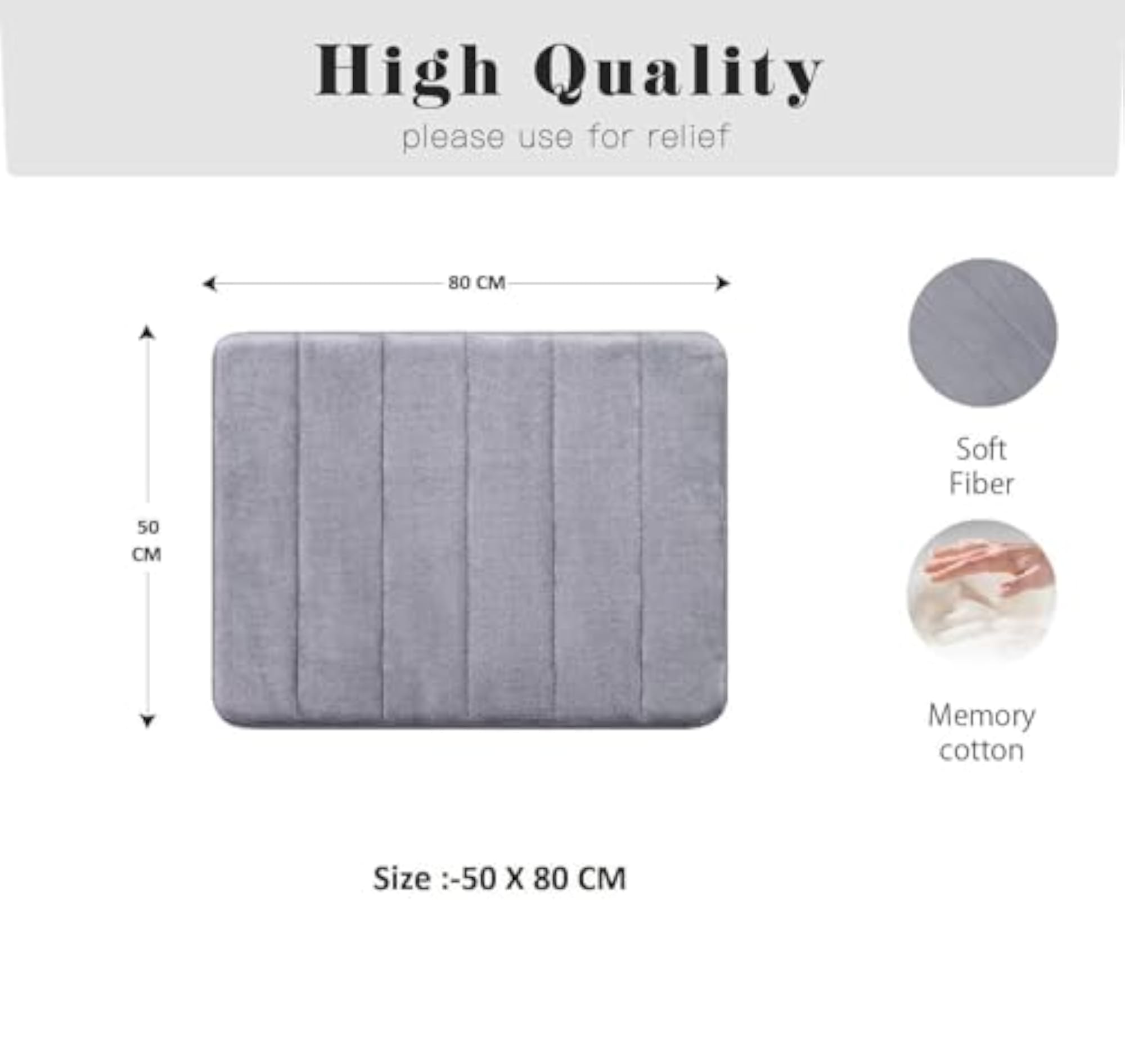 Rectangular Anti-Slip Memory Foam Bath Mat Rug