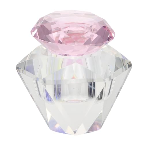 Vaso de cristal para uñas con tapa hexagonal rosa miniatura 1